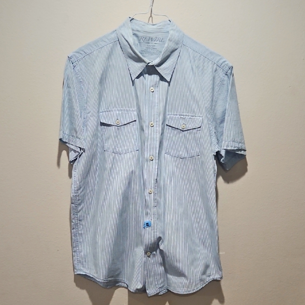 Rewire Men's Blue Striped Shirt large
